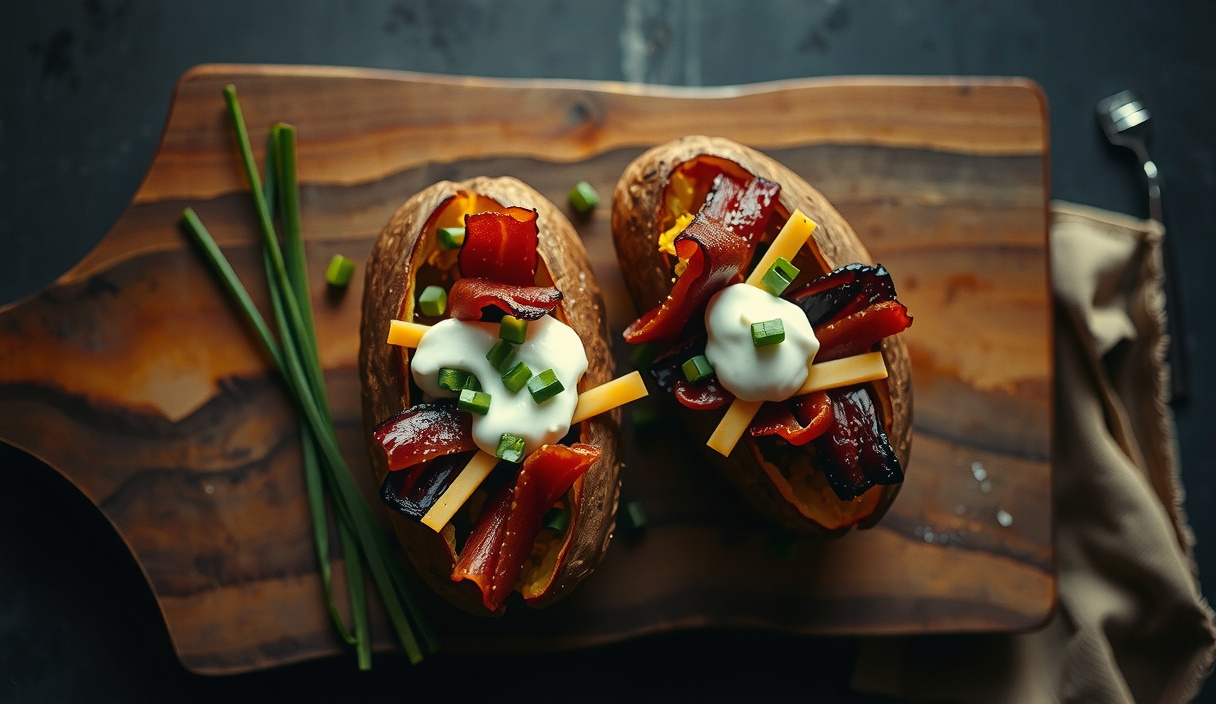 Smoked Baked Potatoes — Bacon-Cheddar Stuffed