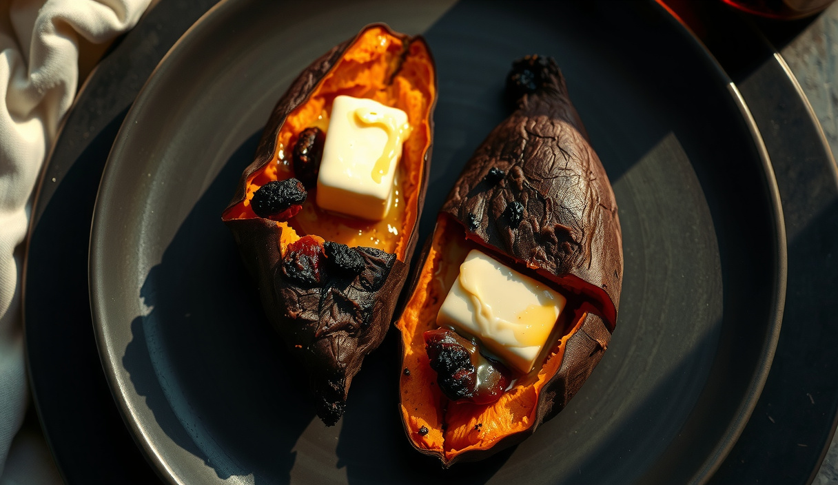 Smoked Sweet Potatoes with Brown Sugar Bourbon Butter